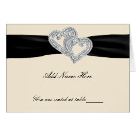 Élégante Cartes de Place Diamond Black Ribbon