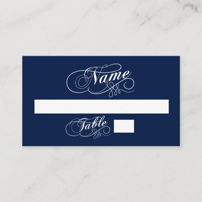 Elégante Cartes D'Escort Mariage Bleu Et Blanc Mar (Devant)