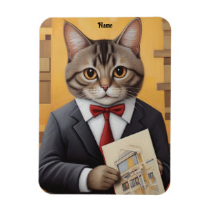 Elegante Cat Architect Kunst, Dichtung und Musik Magnet