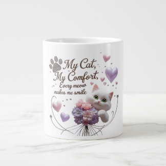Elegante Cat Jumbo Tasse - Gold Blätter & Velvet H