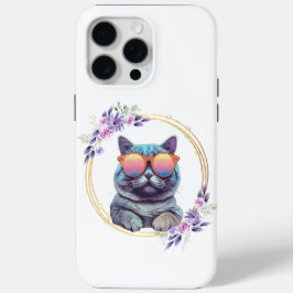 Elegante Cat Phone Cover mit floralen Akzenten