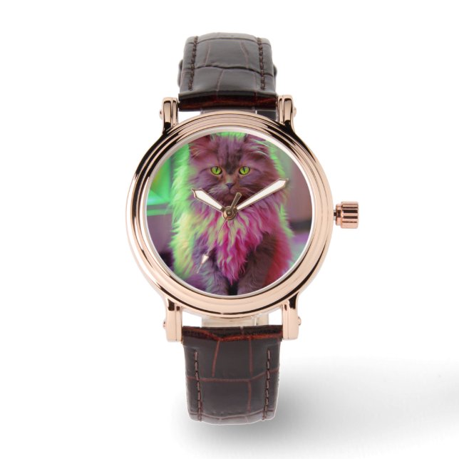 Elegante Cat Uhr für Katzenliebhaber (Vorderseite)