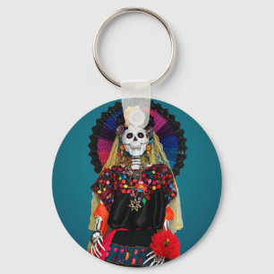 Elegante Catrina in mexikanischer traditioneller K Schlüsselanhänger