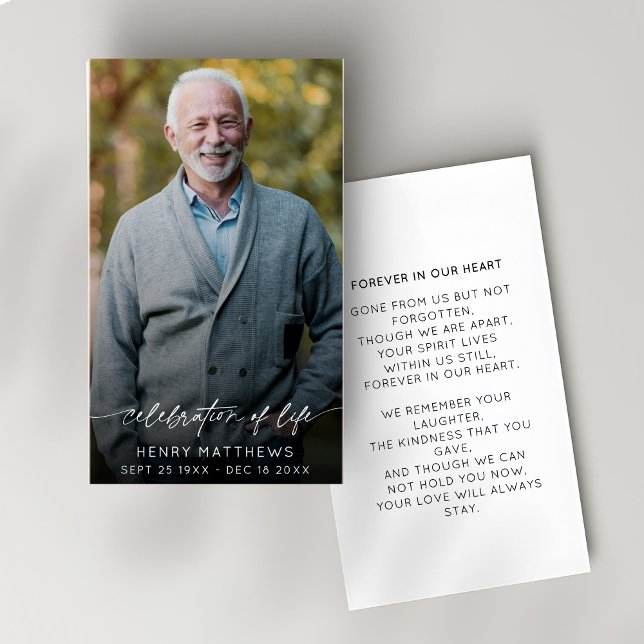 Élégante célébration de la vie Script photo Funéra (Créateur téléchargé)