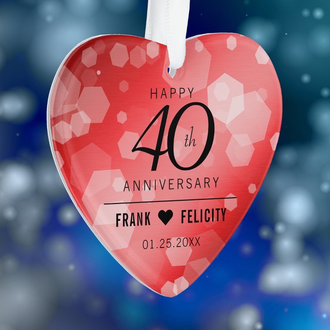 Élégante célébration du 40e anniversaire du Mariag (Elegant 40th Ruby Wedding Anniversary Acrylic Ornament Cover Photo.)
