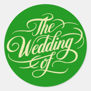 Elegante Celery and Forest Green Wedding Runder Aufkleber
