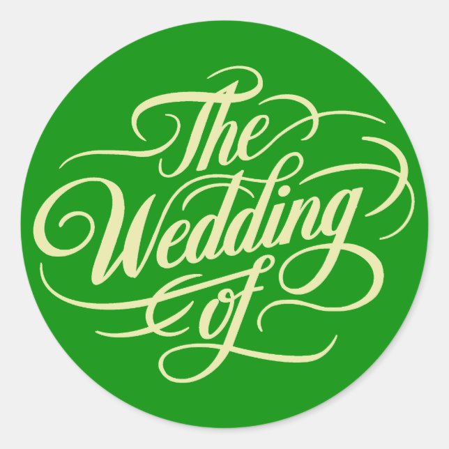 Elegante Celery and Forest Green Wedding Runder Aufkleber (Vorderseite)