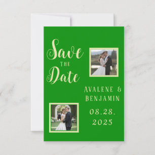 Elegante Celery & Forest Green Wedding Fotos Save The Date