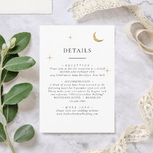 Elegante Celestial Gold Moon Stars Hochzeiten Deta Begleitkarte