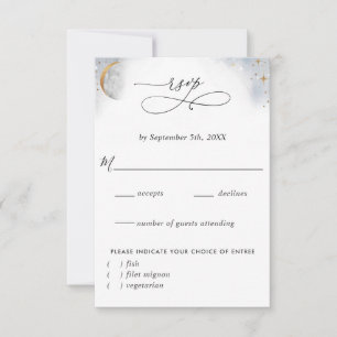 Elegante Celestial mit/ohne Mahlzeiten UAWG RSVP Karte