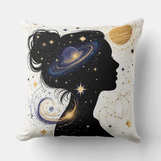 Elegante Celestial Woman Silhouette Kissen (Vorderseite)