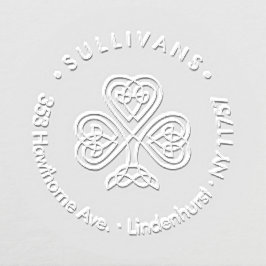 Elegante Celtic Knot Kleeblatt Family Rücksendeadr