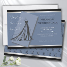 Elegante Ceruleanblaue Mode-Gala-Party-Einladung