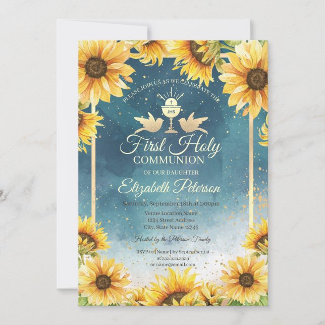 Elegante Chalice Sunflowers Einladung (Vorderseite)