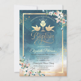 Elegante Chalice Watercolor Blume Taufe Einladung