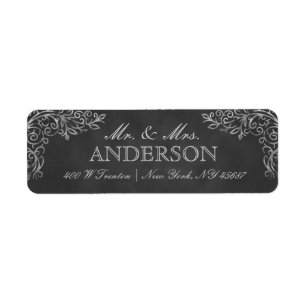 Elegante Chalkboard Filigree Rücksendeadressen-Auf