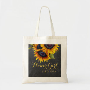 Elegante Chalkboard-Sonnenblumen Hochzeitsjubiläum Tragetasche