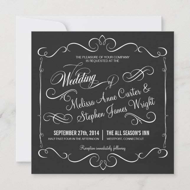Elegante Chalkboard Square Hochzeit Einladungen (Vorderseite)