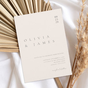 Elegante Champagne Beige Minimalistische Hochzeit Einladung