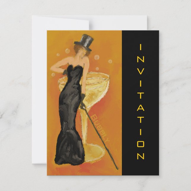 Elegante Champagne Celebrate Einladung (Vorderseite)