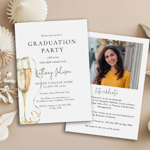 Elegante Champagne Foto Graduation Party Einladung