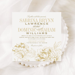 Elegante Champagne Gold Floral Peony Wedding Einladung
