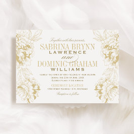 Elegante Champagne Gold Floral Peony Wedding Einladung