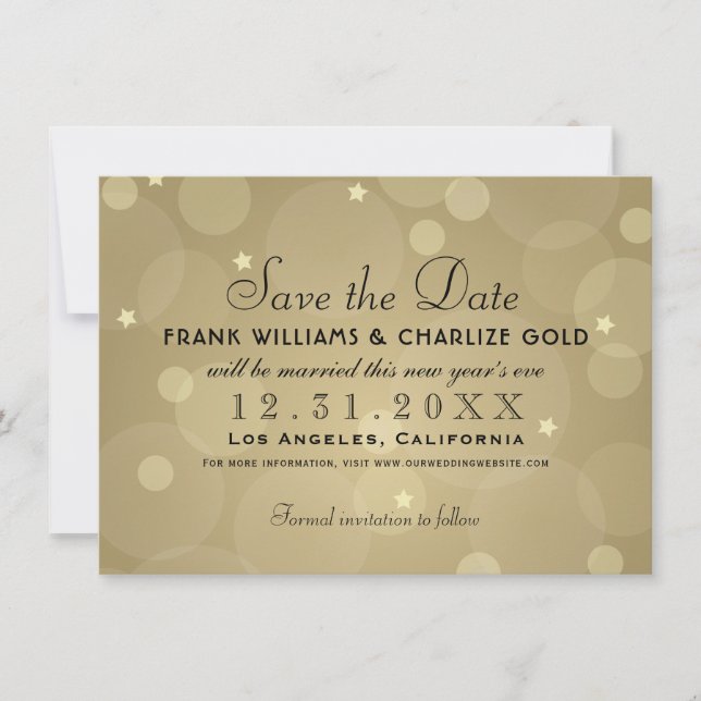 Elegante Champagne Gold Wedding Save The Date (Vorderseite)