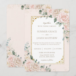 Elegante Champagne Ivory Blush Floral Wedding Einladung