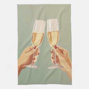 Elegante Champagne Toast Celebration Geschirrtuch