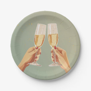 Elegante Champagne Toast Celebration Pappteller