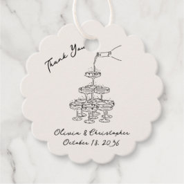 Elegante Champagne Tower Sketch Gastgeschenk Hochz Geschenkanhänger