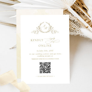 Elegante Champagne UAWG Online QR Code Monogram Begleitkarte