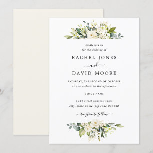 Elegante Champagne Watercolor Floral Wedding Einladung