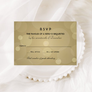 Elegante Champagner-Gold- und Schwarze Hochzeit RSVP Karte