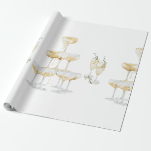 Elegante Champagner-Hochzeitsrolle Geschenkpapier