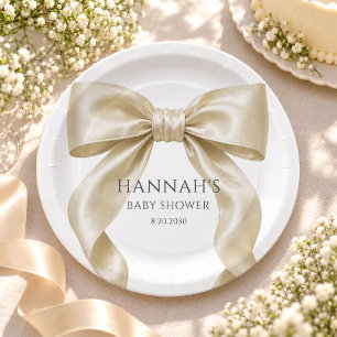 Elegante Champagner-Satin-Schleifen-Baby-Mädchen-P Pappteller