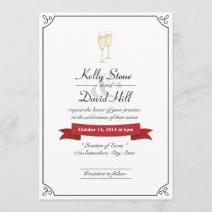 Elegante Champagner-Tost Hochzeitseinladungen Einladung