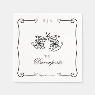 Elegante Champagner-Trinkspruch Handgezeichnete Do Serviette