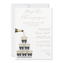 Elegante Champagner-Turm-Hochzeitsdusche-Einladung