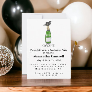 Elegante Champagnerflasche Abschlussfeier Abschlus Einladung