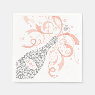 Elegante Champagnerflaschen-Papier-Serviette 2 Serviette