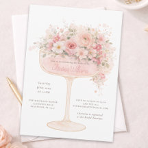 🌸🥂Elegante Champagnerglas-Blumen-Einladung