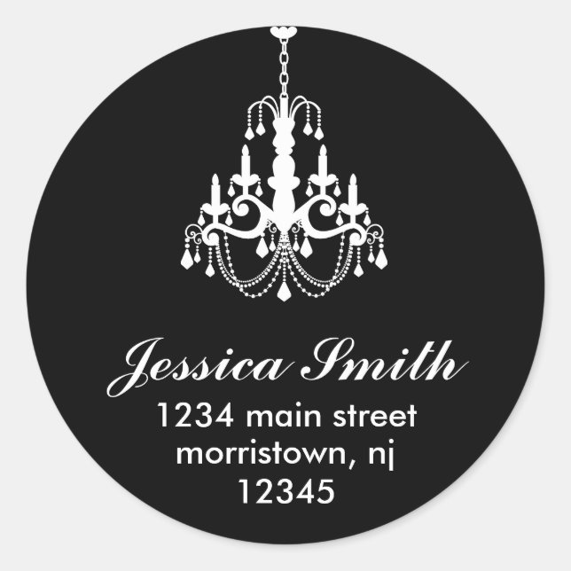 Elegante Chandelier Address Labels Runder Aufkleber (Vorderseite)