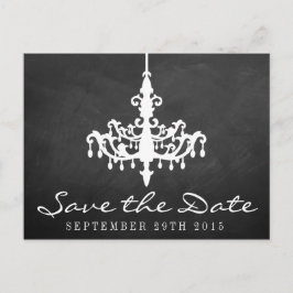 Elegante Chandelier Chalkboard Wedding Collection Ankündigungspostkarte