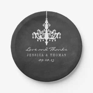 Elegante Chandelier Chalkboard Wedding Collection Pappteller