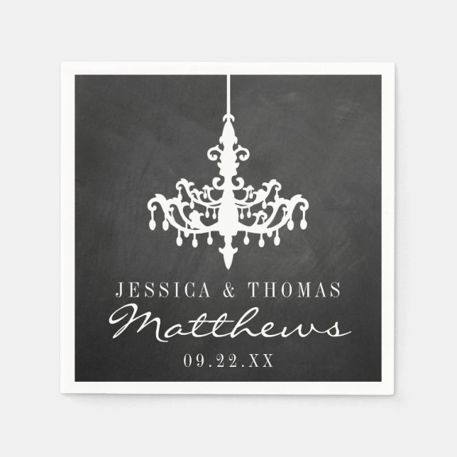 Elegante Chandelier Chalkboard Wedding Collection Serviette (Vorderseite)