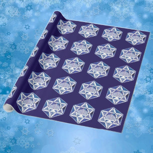 Elegante Chanukka-Menora im Stern Davids  Geschenkpapier