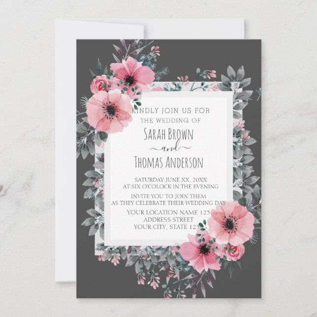 ELEGANTE CHARCOAL INVITE EINLADUNG (Vorderseite)
