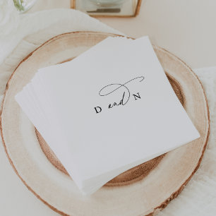 Elegante Charm Black and White Monogram Wedding Serviette